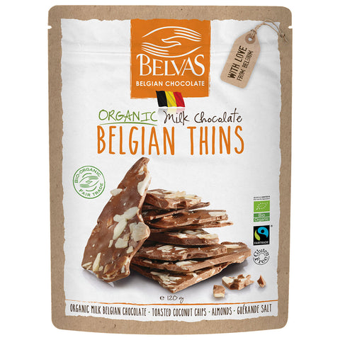 Belgian Thins 36% Organic Milk Chocolate 120g